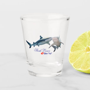 Vaso De Chupito Amantes del tiburón blanco rotan vidrio