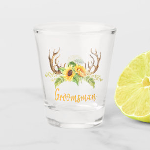 Vaso De Chupito Amarillo girasol Verdor Antlers Groomsman