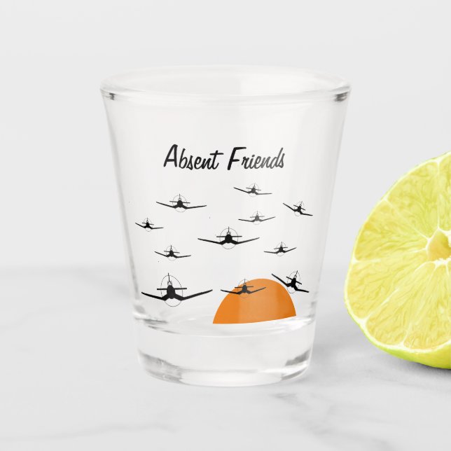 Vaso De Chupito Amigos ausentes F4U Corsair (Anverso)