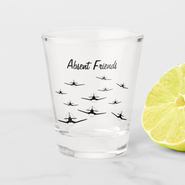 Vaso De Chupito Amigos ausentes F4U Corsair (Anverso)