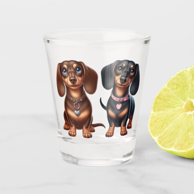 Vaso De Chupito Amigos de Cute Dachshund (Anverso)
