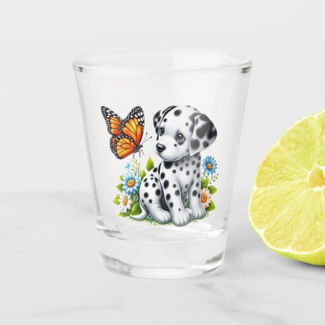 Vaso De Chupito Amigos de Cute Dalmatian/Butterfly (Anverso)