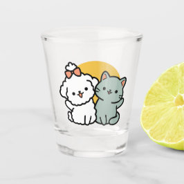 Vaso De Chupito Amigos De Verdad Para Siempre | Dúo de gato y perr