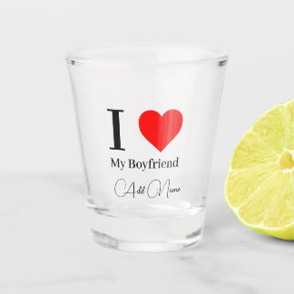 Vaso De Chupito Amo a mi novio & Corazón Rojo Personalizado