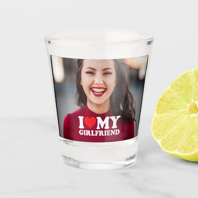 Vaso De Chupito Amo la foto de mi novia Personalizado (Anverso)