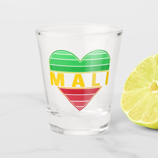 Vaso De Chupito Amo Mali, corazón maliense (Anverso)