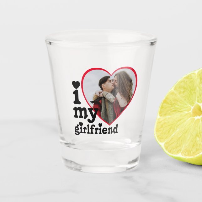 Vaso De Chupito Amo mi foto personalizada de novia (Anverso)