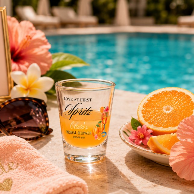 Vaso De Chupito Amor a Primera Spritz Despedida de Soltera  (Love at First Spritz Bridal Shower Shot Glass)