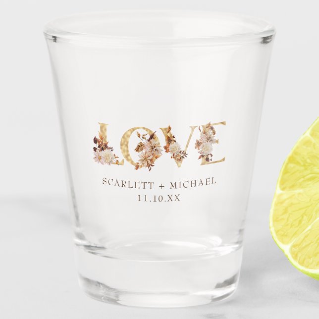 Vaso De Chupito Amor Boda (Love Fall Wedding Shot Glass by Painted Paperie
)