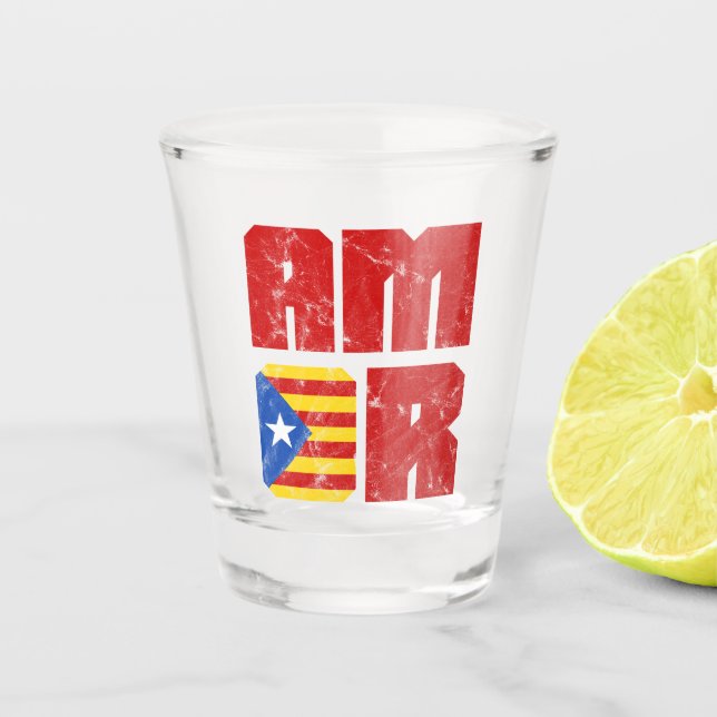 Vaso De Chupito Amor catalán, bandera catalana de la independencia (Anverso)