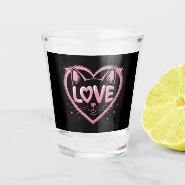 Vaso De Chupito Amor de Gato Brillante (Anverso)