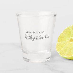 Vaso De Chupito Amor y agradecimiento pareja nombre boda simple mí