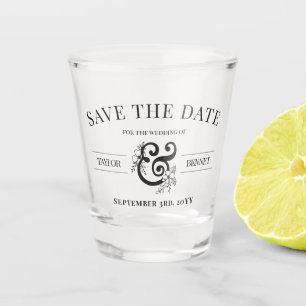 Vaso De Chupito Ampersa floral de arte de la Línea Blanca negra si