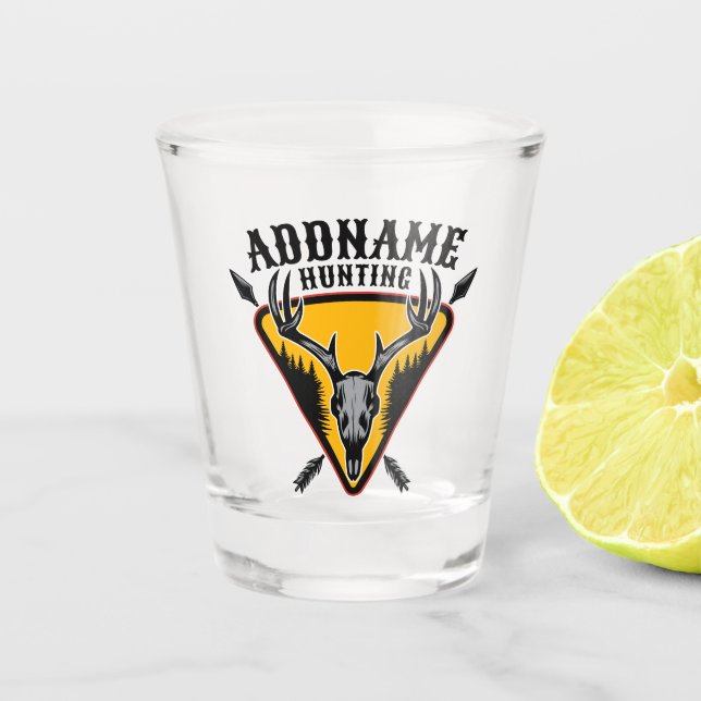 Vaso De Chupito AÑADIR NOMBRE Hunter Elk Skull Big Antlers Caza de (Anverso)