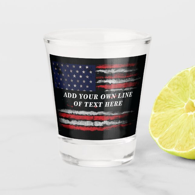 Vaso De Chupito Añadir tu propio texto a la bandera norteamericana (Anverso)