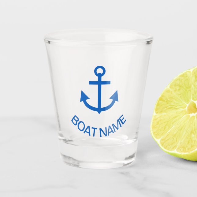 Vaso De Chupito Anchor Blue Personalizado Tu Nombre De Barco (Anverso)