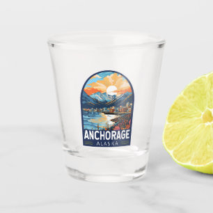 Vaso De Chupito Anchorage Alaska Travel Art Emblem