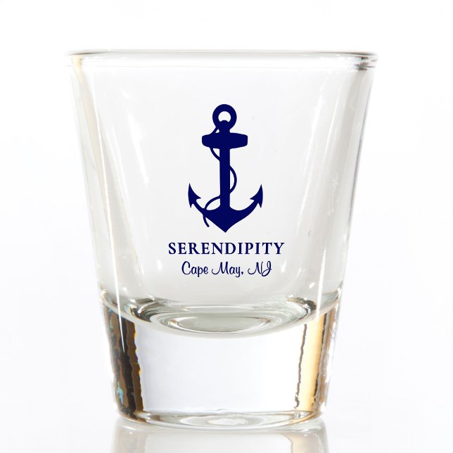 Vaso De Chupito Ancla de barco Monograma Marina Náutica Azul (Subido por el creador)
