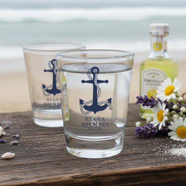 Vaso De Chupito Ancla de Onda Azul Boda ID836 (Subido por el creador)