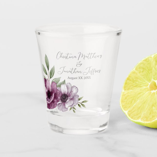 Vaso De Chupito Anémones de acuarela romántica (Anverso)