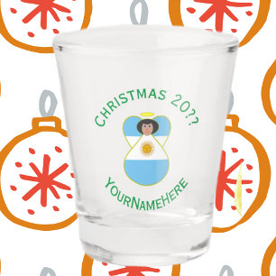 Vaso De Chupito Ángel de Navidad de la Bandera Argentina Personali