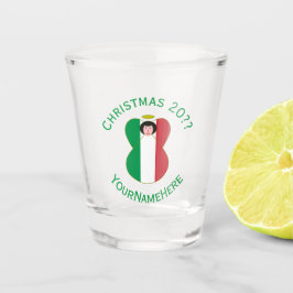 Vaso De Chupito Ángel de Navidad Personalizado con Bandera Italian