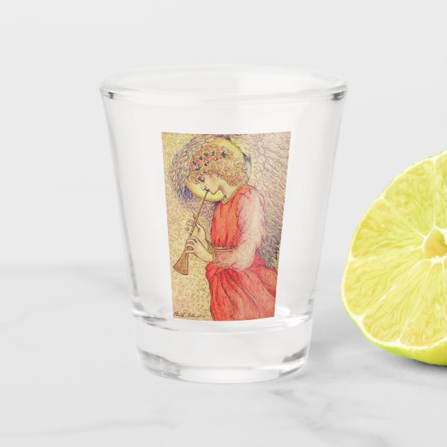 Vaso De Chupito Ángel jugando a un Flageolet (Anverso)