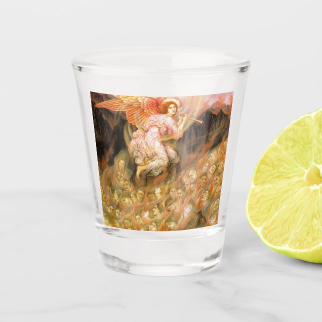 Vaso De Chupito Angel Piping a las almas en el infierno (Anverso)