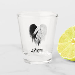 Vaso De Chupito ANGEL WINGS CORAZÓN Negro + Blanco sólo mitad Mal 