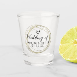 Vaso De Chupito Anillo Geométrico de Boda con Logo de Pareja en Or