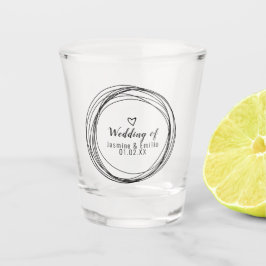 Vaso De Chupito Anillos Negros Corazón Bodas Logotipo Parejas Nomb