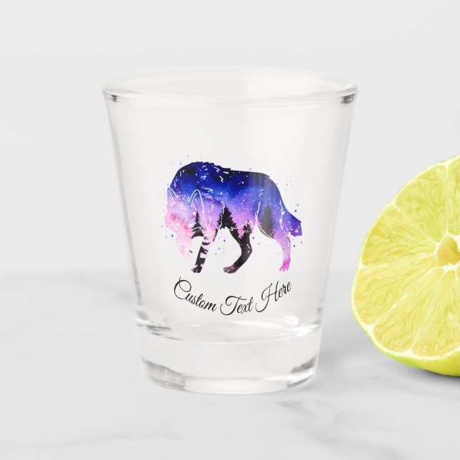 Vaso De Chupito Animal espiritual místico del lobo (Anverso)