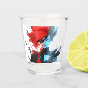 Vaso De Chupito Anime Chica de historietas de hielo de color azul