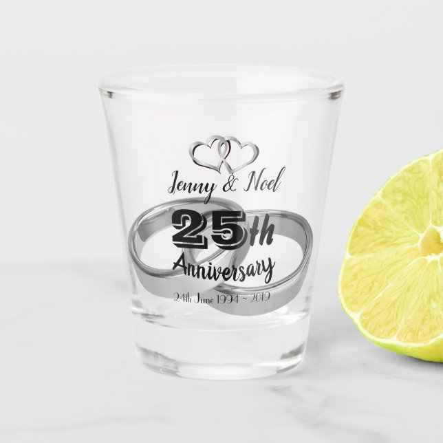 Vaso De Chupito Aniversario 25 personalizado (Anverso)