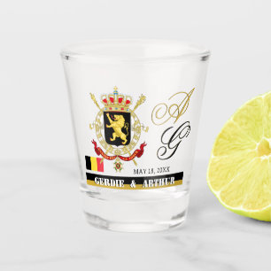 Vaso De Chupito Aniversario de Bélgica, vidrio Boda, bandera belga