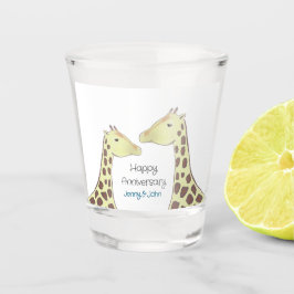 Vaso De Chupito Aniversario de bodas de pareja de jirafas