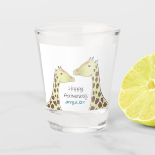 Vaso De Chupito Aniversario de bodas de pareja de jirafas