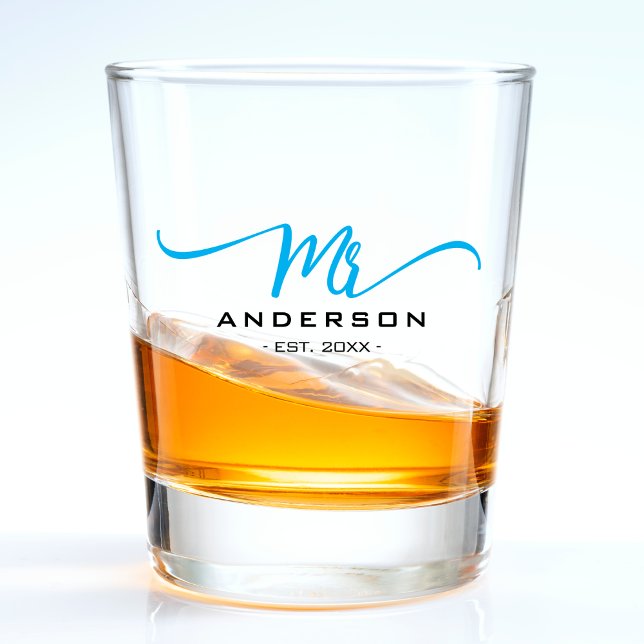 Vaso De Chupito Aniversario del Boda Blue Mr. Husband Groom (Blue Mr Husband Groom Wedding Anniversary Shot Glass
)