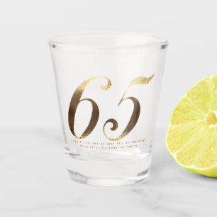 Vaso De Chupito Aniversario del Boda de azafate azul en el 65° ani