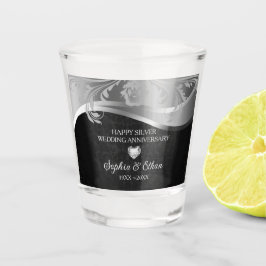 Vaso De Chupito Aniversario plateado y negro