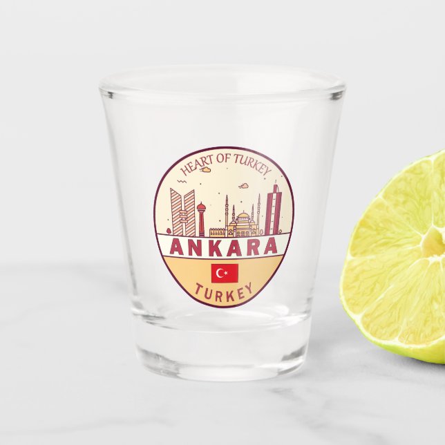 Vaso De Chupito Ankara Turkey City Skyline Emblem (Anverso)