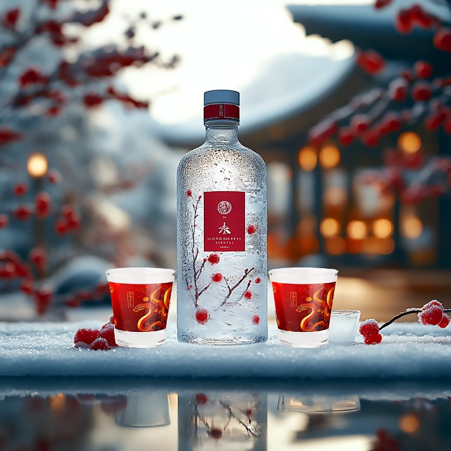 Vaso De Chupito Año de la serpiente rojo y oro (Year of the Snake Shot Glass 2025 Lunar New Year Gifts )