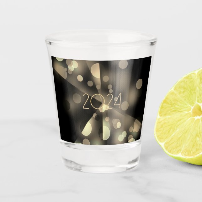 Vaso De Chupito Año nuevo 2024 con burbujas doradas (Anverso)