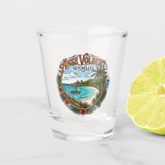 Vaso De Chupito Anse Volbert, Isla Praslin Seychelles (Anverso)