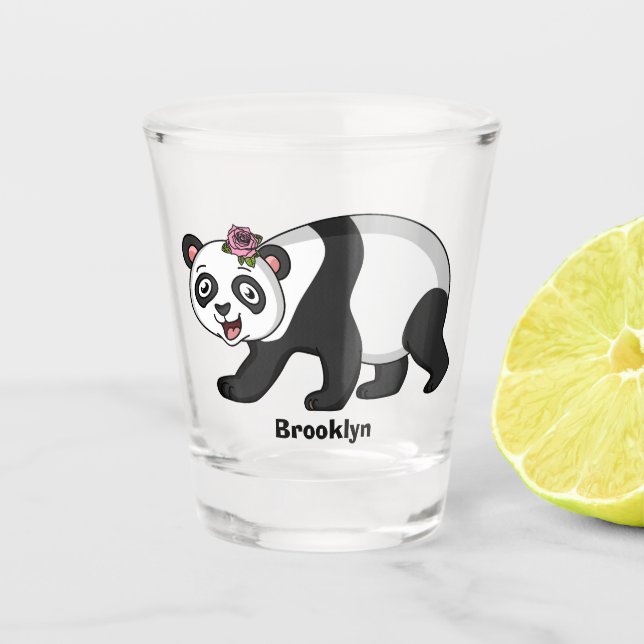 Vaso De Chupito Aoso panda alegre y lindo con personalizado de flo (Anverso)