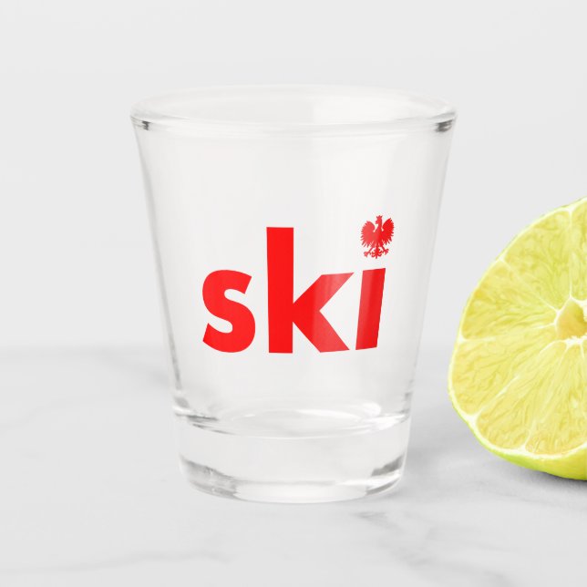 Vaso De Chupito Apellido polaco SKI Vidrio (Anverso)