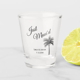 Vaso De Chupito Apenas favor de la boda de la palmera de la playa