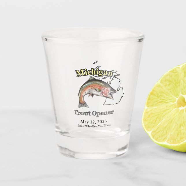 Vaso De Chupito Apertura de la trucha de Michigan/Lago personaliza (Anverso)