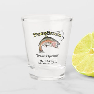 Vaso De Chupito Apertura de la trucha del lago personalizado/fecha