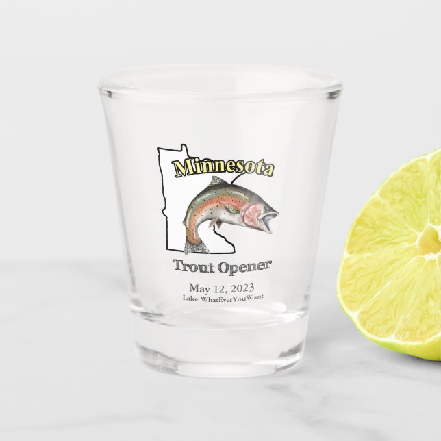 Vaso De Chupito Apertura de trucha de Minnesota personalizado Lake (Anverso)